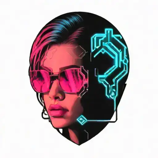 Cyberpunk Inspired Tattoo Lady With Sunglasses