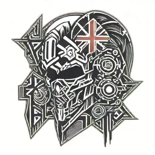 Spartan Race Helmet Merged With Union Jack Flag Intertwined