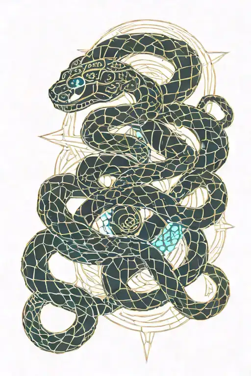 Oriental Ethnic Snake Wrapped