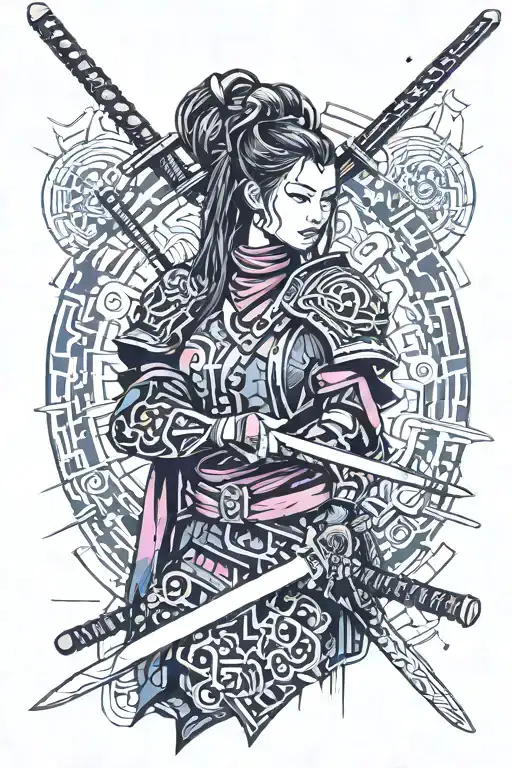 Samurai Woman Sword Cyberpunk