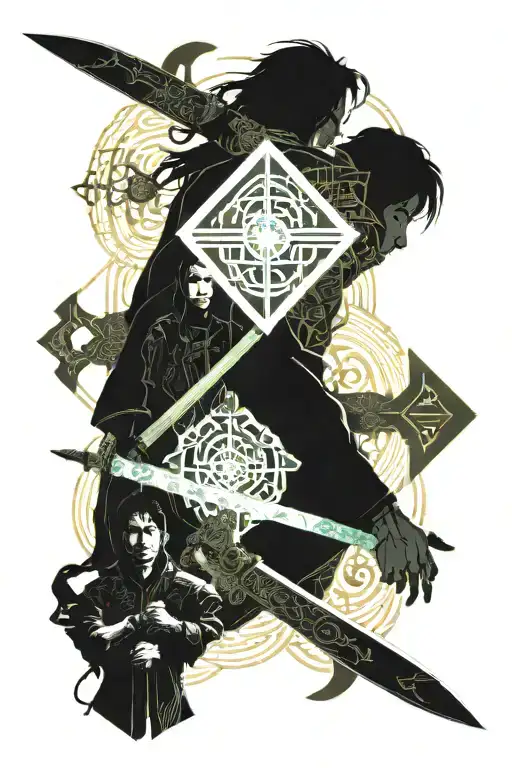 Family On Japanese Sword Embedded