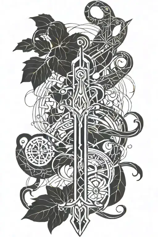 Thin Sword With Vines Wrapped