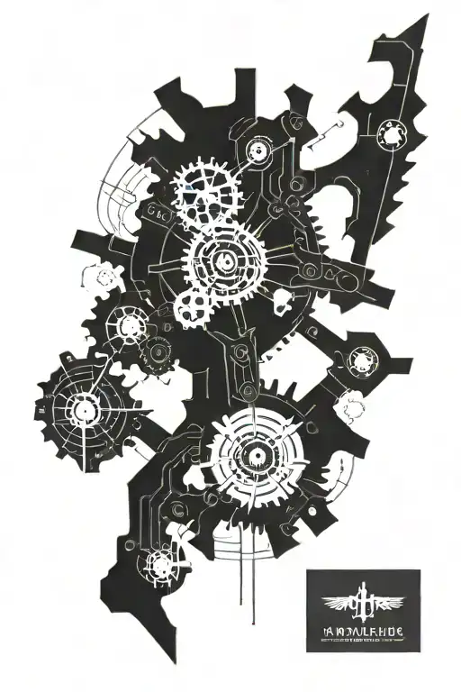 Warhammer 40000 Adeptus Mechanicus Sketch With Runes And Mechanical Parts