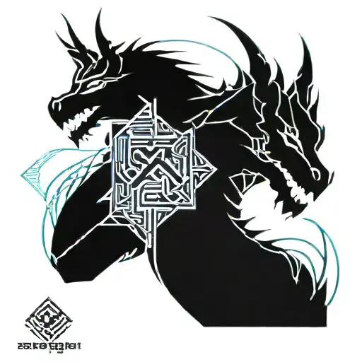 Mother And Daughter Dragon Wrapped Cyber Sigil