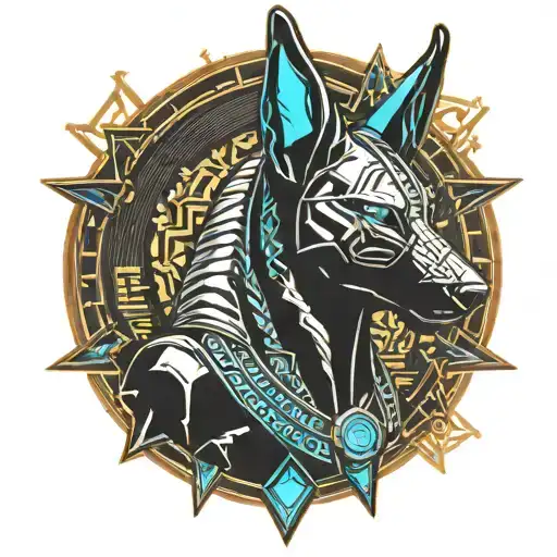 Anubis Holding Egyptian Cross