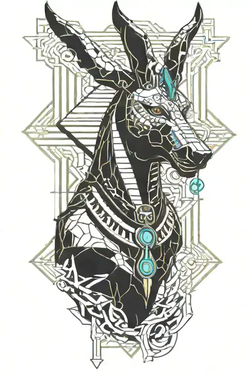 Anubis Holding Egyptian Cross