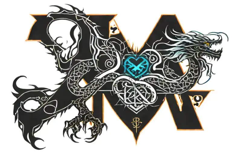 Love Is Patient Dragon With Flowing Ink