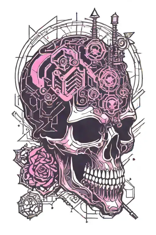 Love Heart Pink Purple Skull