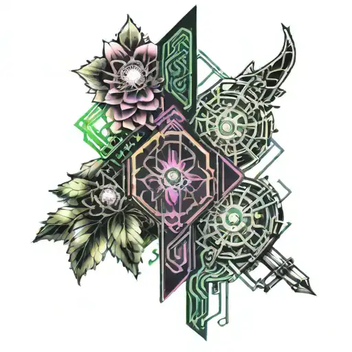 Male Tattoo Of Flowers