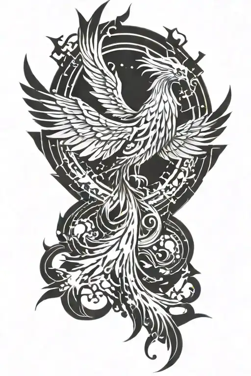 Phoenix Rising From Ashes Symbolizing Rebirth