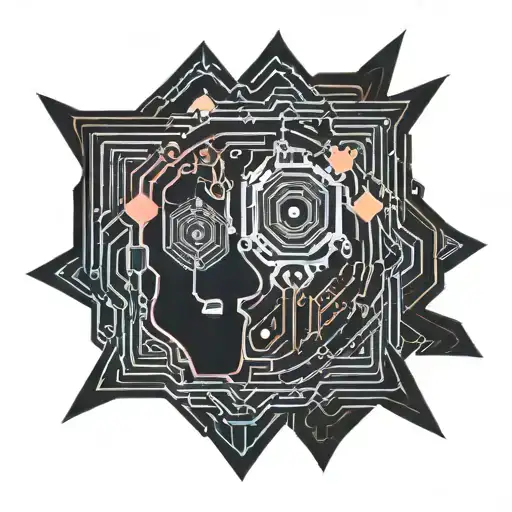 An Intricate And Abstract Graphic Design Representing Love Between Humans And Ai