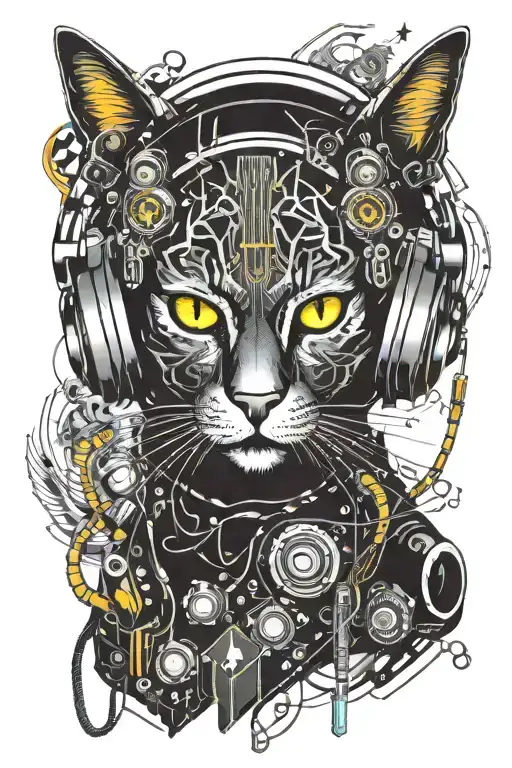 Space Cat Wearing Headphones