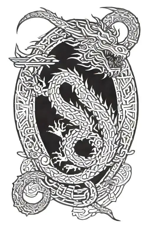 Celtic Dragon Drawn From Circuits