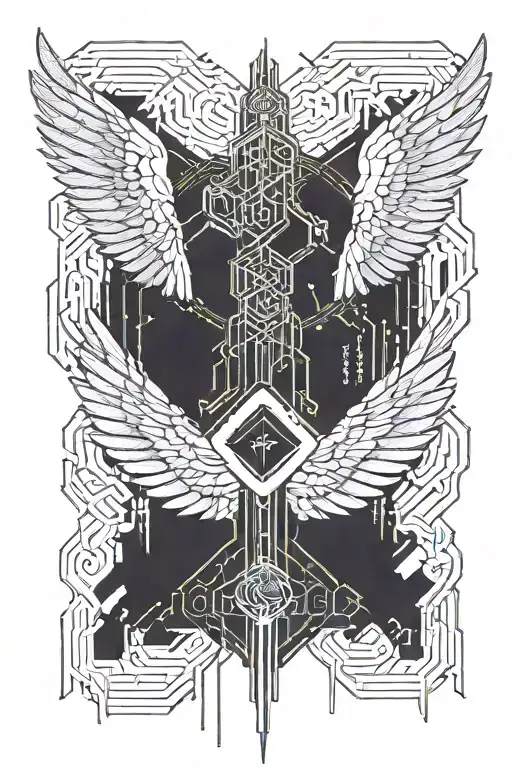 Tower Wings And Japanese Symbol