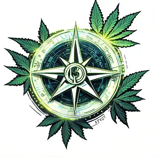Cannabis Leaves Illuminati Consisting A Compass