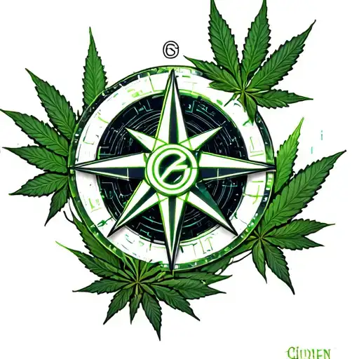 Cannabis Leaves Illuminati Consisting A Compass