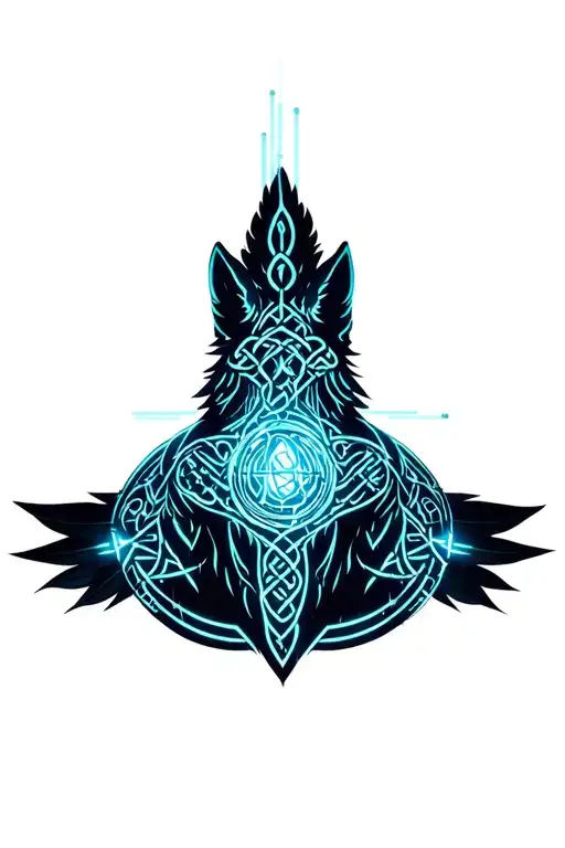 Celtic Wolf And Feathers