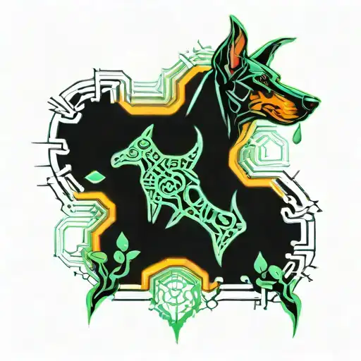 Five Leaf Clover And Doberman