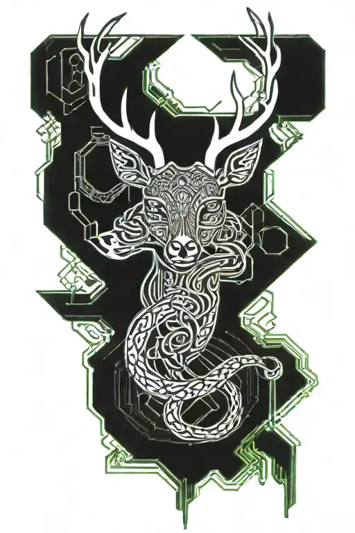Deer And Snake Coiling