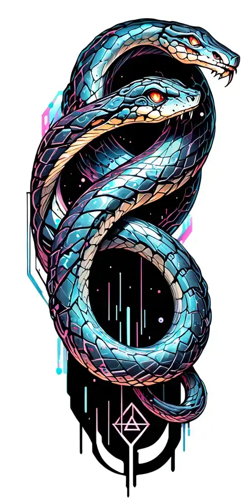 Cybernetic Snake Winding Around Arm