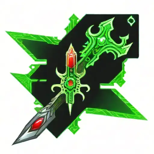 Ornate And Regal Dagger Dripping Blood With A Green Jewel