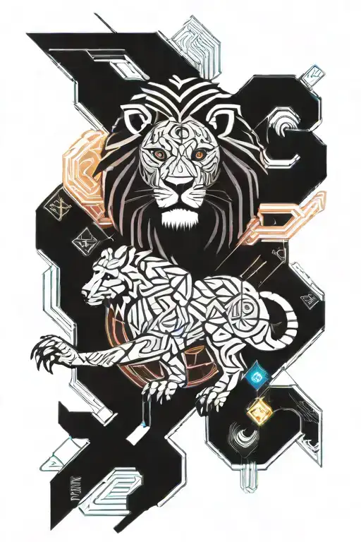 Lion Wearing Viking Runes