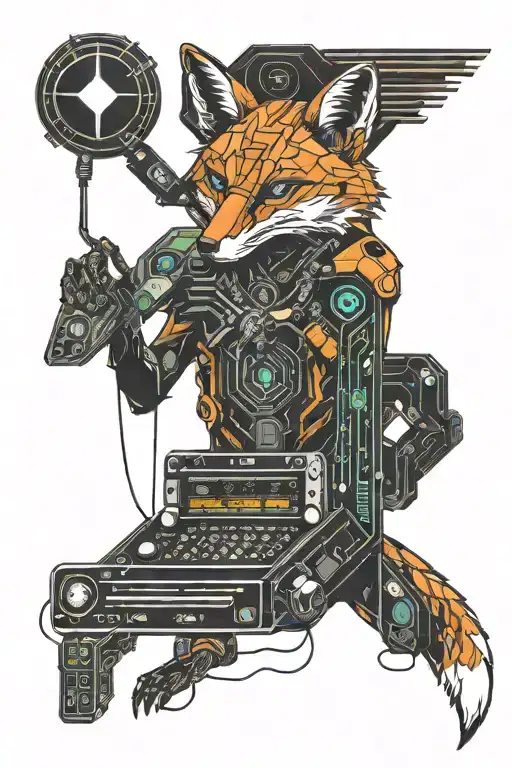 The Fox Is Playing A Video Game Console Buttons Integrated