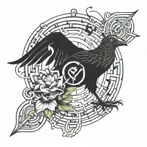 Lotus And Crow And Musical Note