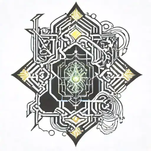 Abstract Root Back Free Flow Tattoo Design