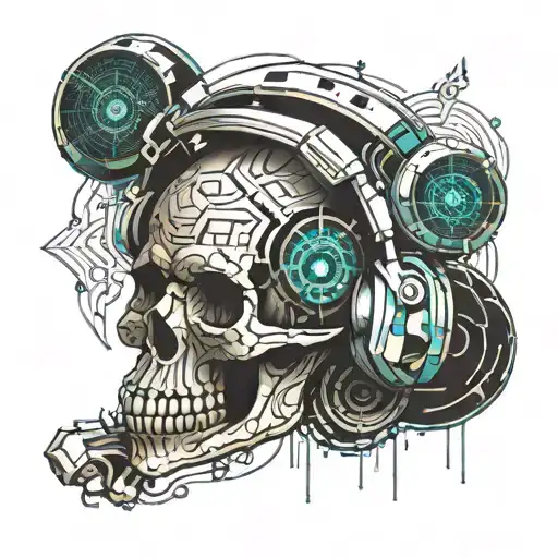 Skull Wearing Headphones