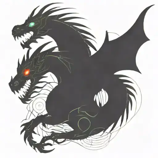 Bipolar Affectivity Dragon Two Heads Looking