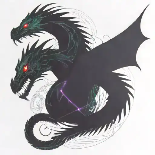 Bipolar Affectivity Dragon Two Heads Looking