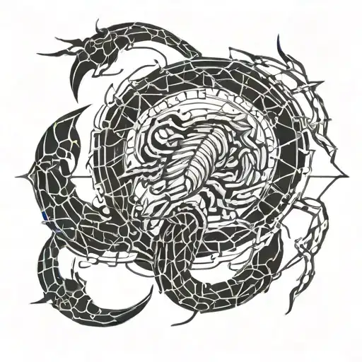 Scorpion Intertwined With Sword Black And White