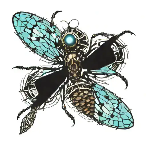 Robot Dragonfly Landing On Pinecone