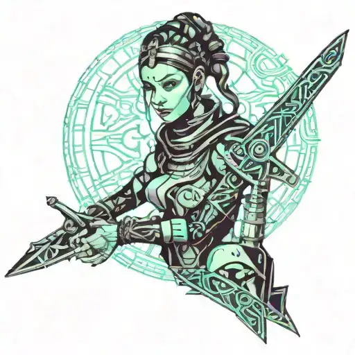 Cybersigilism Neotribal Y2k Arabic Woman With A Sword
