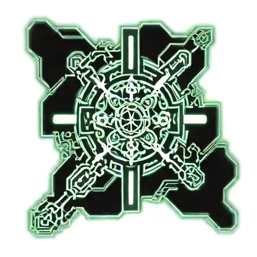 Cyber Sigilism Neotribal Abstract Tribal In Barocco Style With A Cross And Jusus