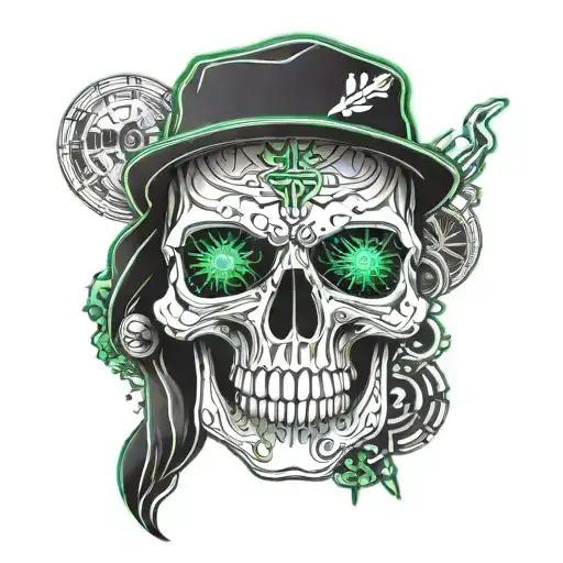 Skull With A Irish Boston Beanie