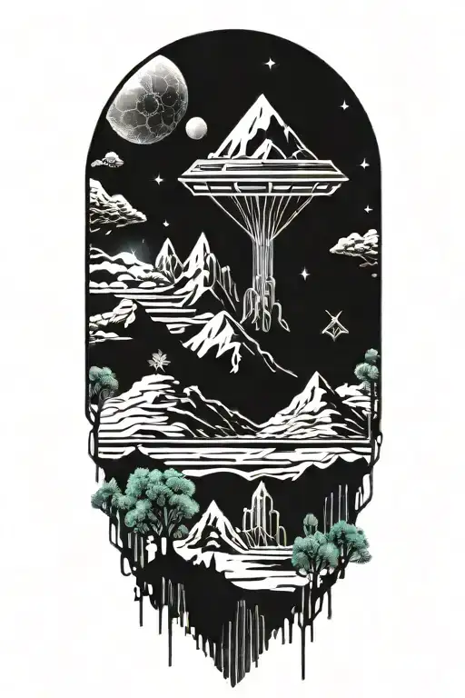 A Futuristic Sci-fi Landscape With Towering Mountains And Alien Trees