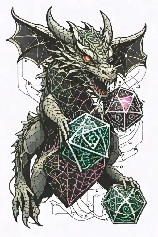 Dragon Hugging D20 Dice