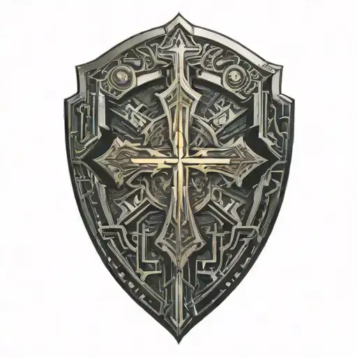 Cross Inside Shield Engraved