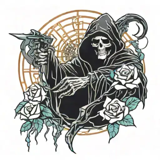 Grim Reaper Holding Rose