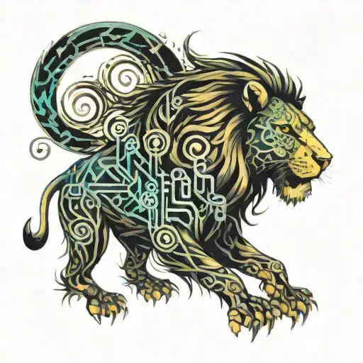 Lion And Music Notes Floating