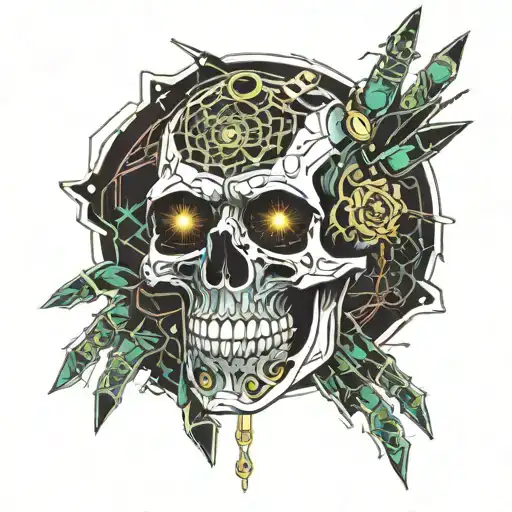 Hand With Skull Head Four Eyes