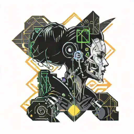 Cyberpunk Girl Looking Forward