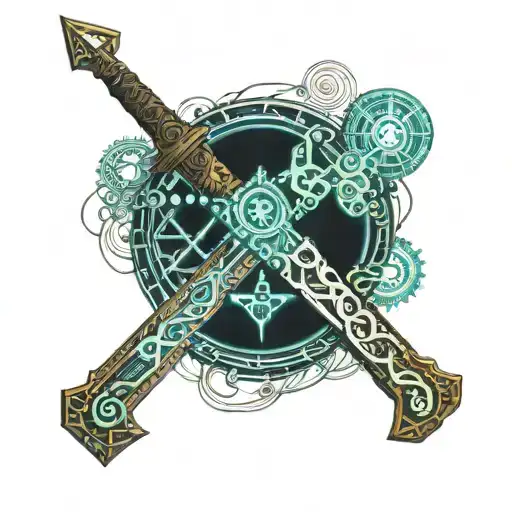 Numbered Coordinates On A Wooden Sword With A Background Of An Ocean