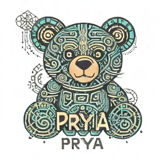 Priya Name Design With Teddy Bear Holding