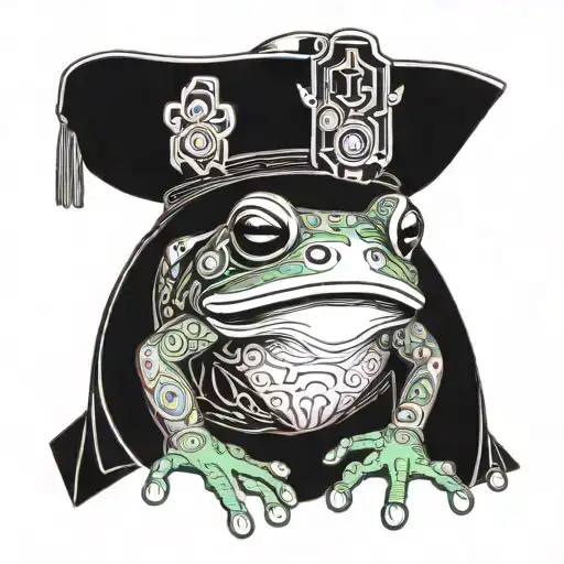 Frog With Chinese Hat And Lycoris