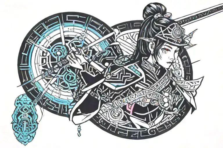 Samurai Woman Holding A Sword