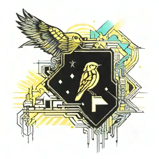 Sunshine Pretty Lights City Yellow Bird Glitter Shining Clouds