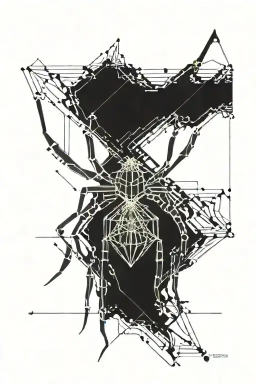 A Spider With Code Lines As Web That Stretches Upwards